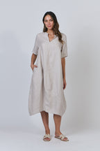 Linen Cocoon Midi Dress