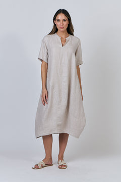 Linen Cocoon Midi Dress