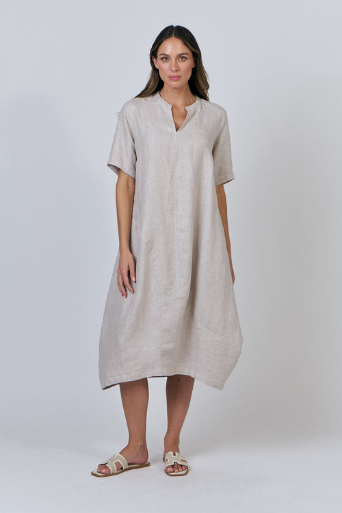 Linen Cocoon Midi Dress