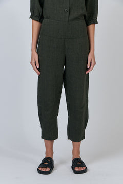 Linen Smocked Waist Pants - Licorice