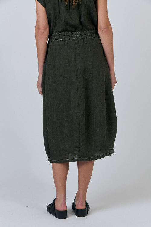 Classic Linen Mid-Length Skirt - Licorice