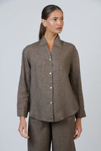 Linen Button Shirt - Cigar