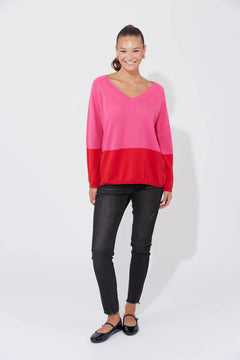 Casablanca Block Knit - Chilli/Pink