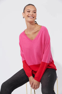 Casablanca Block Knit - Chilli/Pink