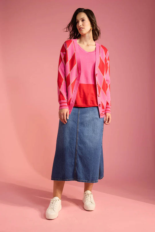 Casablanca Block Knit - Chilli/Pink