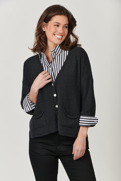 Cotton Cardigan - Charcoal