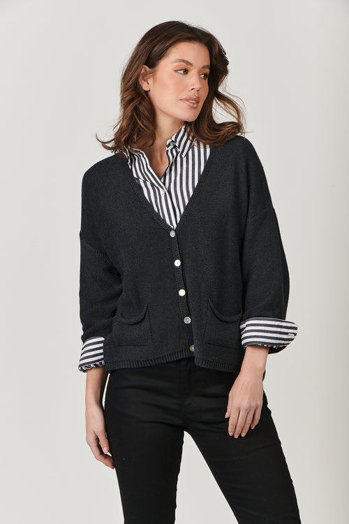 Cotton Cardigan - Charcoal