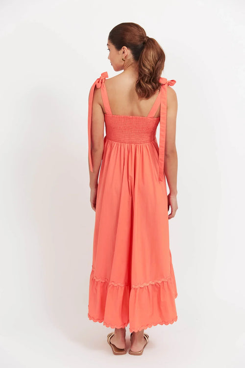 Brasilia Tie Maxi Dress - Coral