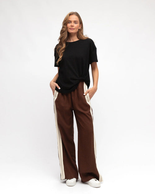 Side Stripe Track Pants - Chocolate