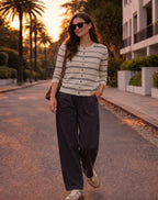 Ellie Stripe Cardi - Black/White