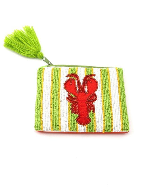 Lobster Beaded Stripe Purse
