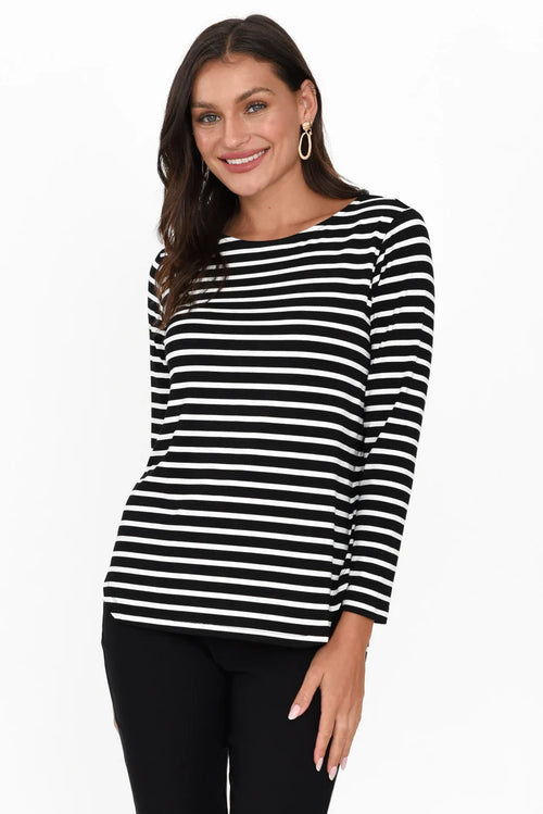 Adele Tee - Black & White Stripe