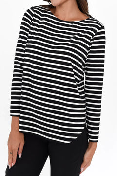 Adele Tee - Black & White Stripe