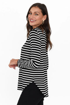 Adele Tee - Black & White Stripe