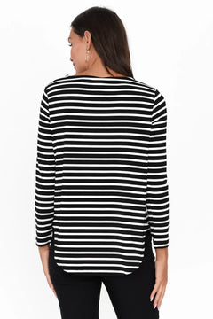 Adele Tee - Black & White Stripe