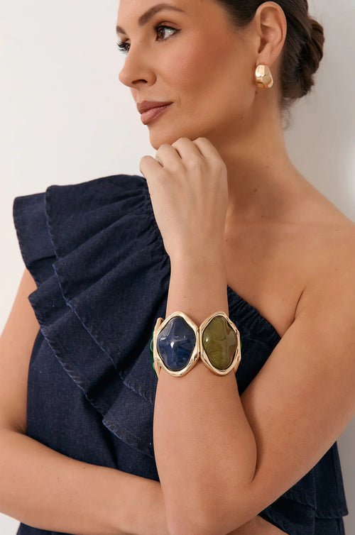 Metal Edged Resin Statement Stretch Cuff