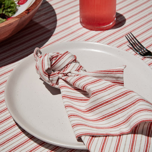 Carol Red Stripe Napkin Set 4