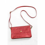 Metallic Clutch/Crossbody Bag - Red