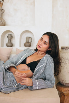 Stella Pinstripe Long PJ Set - Navy
