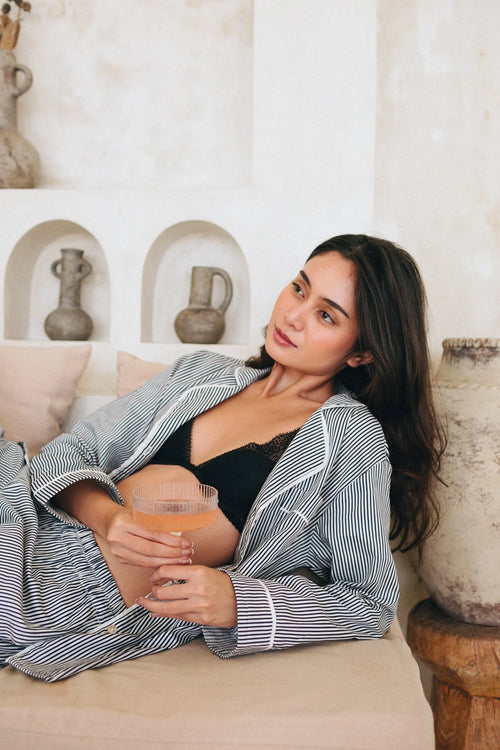 Stella Pinstripe Long PJ Set - Navy