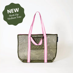 Mesh Zip Medium Tote - Khaki