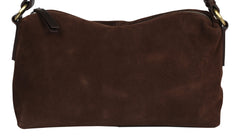 Suede Leather Cross Body Bag - Brown