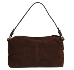 Suede Leather Cross Body Bag - Brown