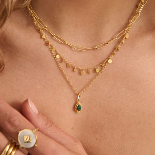 Emerald Pendant Necklace - Gold