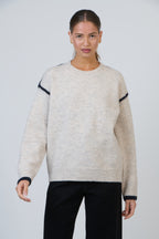 Blue Trim Knit - Oat