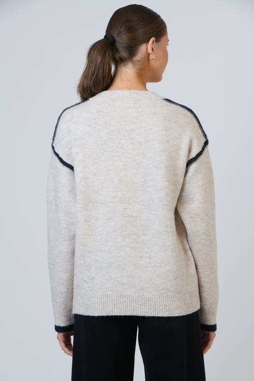 Blue Trim Knit - Oat