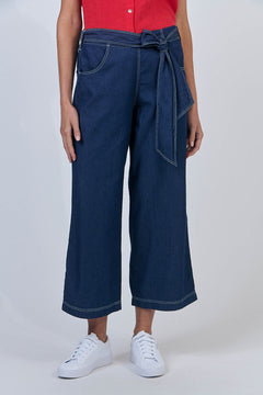 Cotton Wide Leg Pants - Chambray