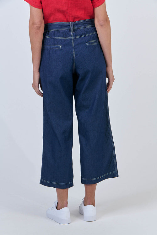 Cotton Wide Leg Pants - Chambray