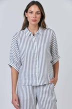 Classic Linen Shirt - Blueberry Stripe