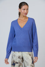 V Neck Knit - Lake Blue