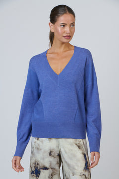 V Neck Knit - Lake Blue