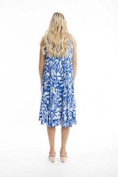 Hayman Sleeveless Dress - Blue/White