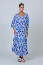 Shirred Tiered Midi Skirt