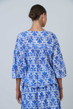 Crinkle Cotton V Neck Top