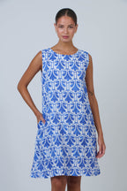 Crinkle Cotton Sleeveless Shift Dress