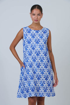 Crinkle Cotton Sleeveless Shift Dress