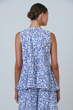 Crinkle Cotton Pleated Sleeveless Top