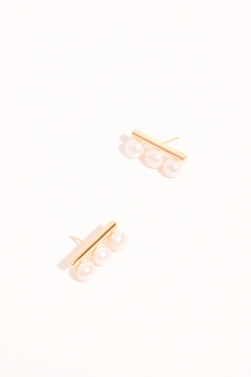 Pearl Panel Stud Earrings