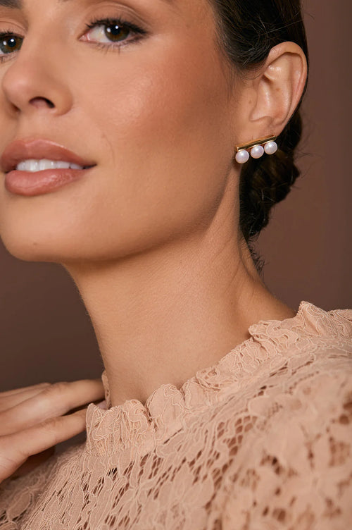 Pearl Panel Stud Earrings