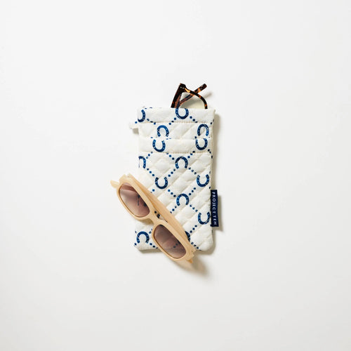 Double Glasses Case - Navy Horseshoe