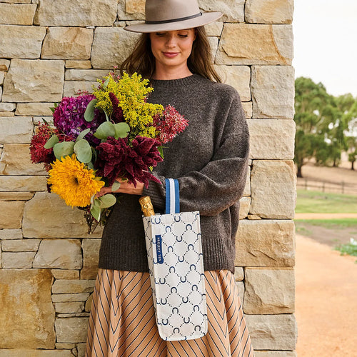 Wine Bag - Navy Horseshoe