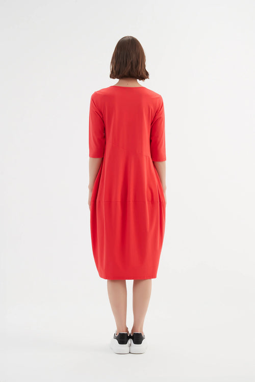 Diagonal Seam Dress - Strawberry