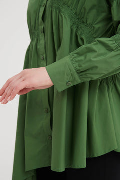 Shirring Detail Shirt - Deep Jade