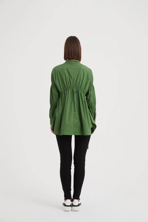 Shirring Detail Shirt - Deep Jade