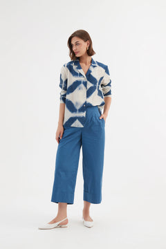 Open Collar Shirt - Blue Diamond