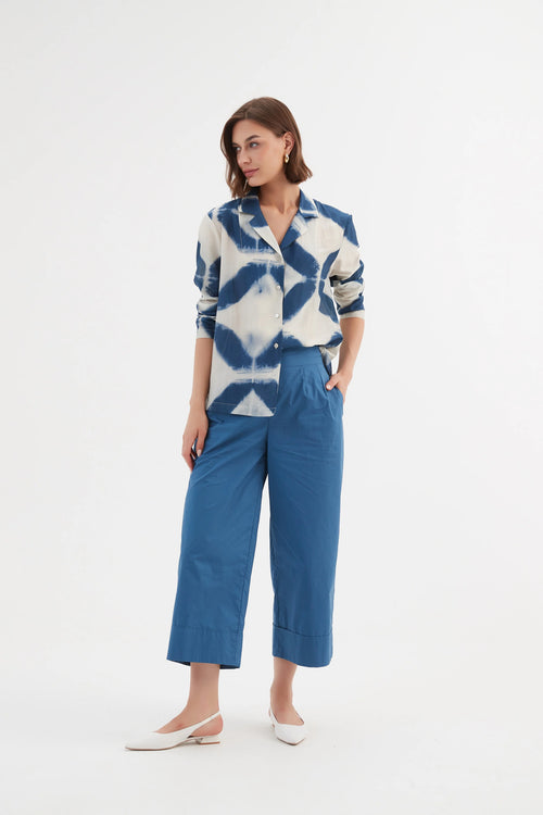 Open Collar Shirt - Blue Diamond